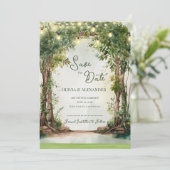 Faire-part Romantic Garden String Lights Save the Date (Debout devant)