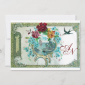 Faire-part ROMANTİCA 3 MONOGRAS blanc, champagne métallique (Devant)