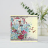 Faire-part ROMANTİCA MONOGRAM Bleu sarcelle Or Mariage (Debout devant)