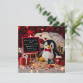 Faire-part romantique de grossesse de pingouins (Debout devant)