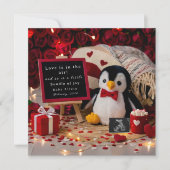Faire-part romantique de grossesse de pingouins (Devant)