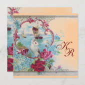 FAIRE-PART ROMANTIQUE ÉLÉGANT MONOGRAMME FLEURI DE MARIAGE (Devant / Derrière)