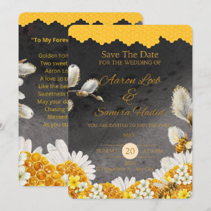 Faire-Part Romantique Floral de Fleurs de Miel