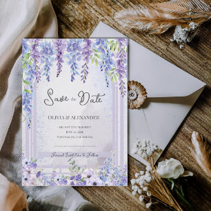 Faire-part Romantique Glycine Lavande Enregistrer la Date