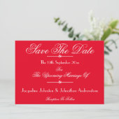 Faire-part Romantique rouge chic script Mariage Enregistrer l (Debout devant)