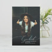 Faire-part Romantique Script Black Photo Collage Graduation (Debout devant)