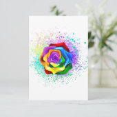 Faire-part Rose arc-en-ciel coloré (Debout devant)