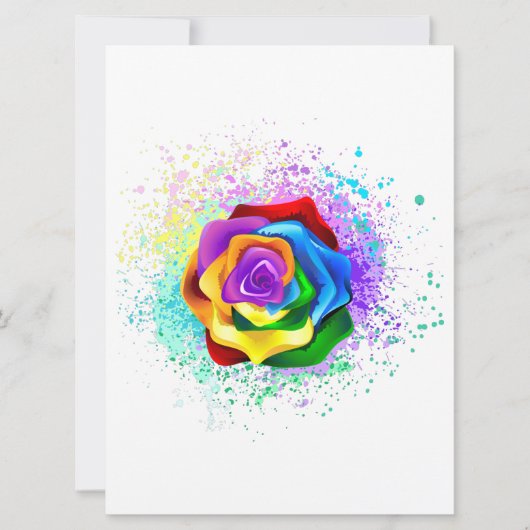 Faire-part Rose arc-en-ciel colorée (Devant)