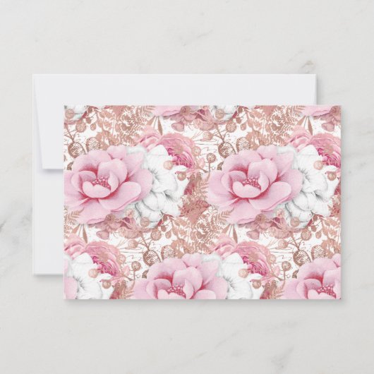 FAIRE-PART ROSE BLANC BOUQUET FLEURS SAUVER L'OR DATE (Dos)