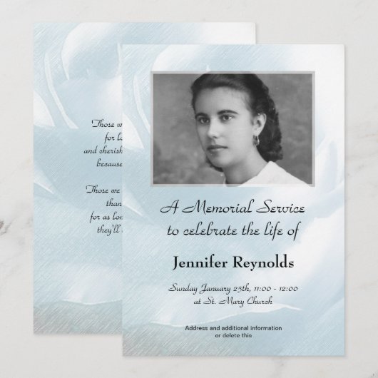 Faire-part Rose bleu Photo Floral Service (Devant / Derrière)