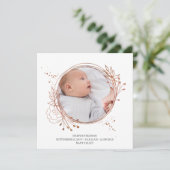 Faire-part Rose Botanique en cuivre Gold Photo Frame Naissanc (Debout devant)