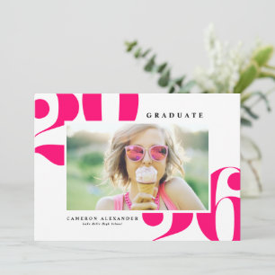 Faire-part Rose Chaud 2026 Typographie Gras Photo Remise des 