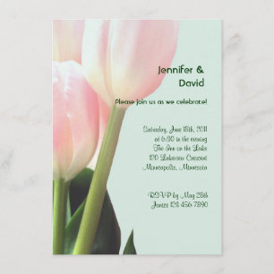 Faire-part rose de fiançailles de tulipes