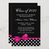 Faire-part rose d'obtention du diplôme de pois (Devant / Derrière)