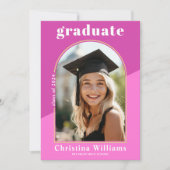 Faire-part Rose élégant moderne lycée photo Graduation (Devant)