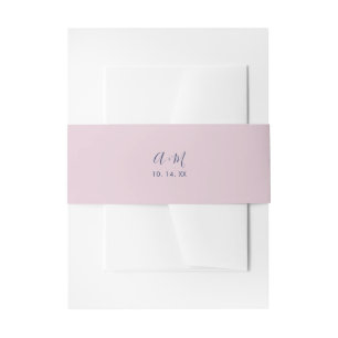 Faire-part Rose et marine   Simple monogramme bandeau de mari