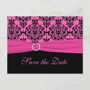 Faire-part rose et noir Enregistrer la carte postale Date