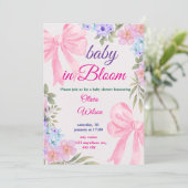 Faire-Part Rose Fleurs de Naissance (Debout devant)