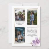 Faire-part Rose Floral 4 Photo Collage Gold Frame Graduation (Dos)