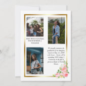 Faire-part Rose Floral 4 Photo Collage Gold Frame Graduation (Dos)