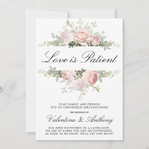 Faire-part Rose Florale Rose Fleurie Amour est Patient Mariag