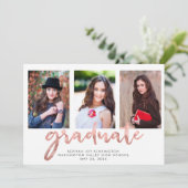 Faire-part Rose géométrique Gold - photo de graduation manusc (Debout devant)