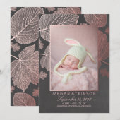 Faire-part Rose Gold Fall Photo Nouveau-né Annonce de naissan (Devant / Derrière)