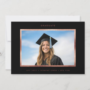 Faire-part Rose Gold Foil Moderne Minimaliste Graduation Phot