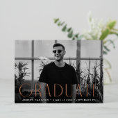 Faire-part rose Gold Foil Photo Graduation (Debout devant)