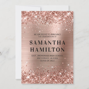 Faire-part Rose Gold Pailleté Ombré Feuille d'Aluminium Diplô