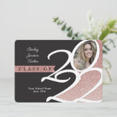 Faire-part Rose Gold Parties scintillant Classe de 2022 Photo (Debout devant)