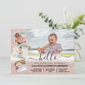Faire-part Rose Gold Parties scintillant Ombre Birth Photo Co (Debout devant)