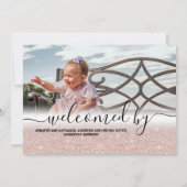 Faire-part Rose Gold Parties scintillant Ombre Birth Photo Co (Dos)