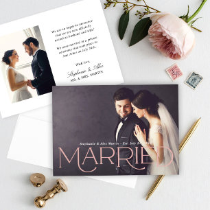 Faire-part Rose Gold Romantique Mariage Serif Photo Mariage