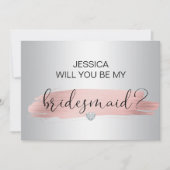 Faire-part Rose Gold Silver Serez-vous mon Mariage Bridesmaid (Devant)