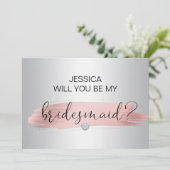 Faire-part Rose Gold Silver Serez-vous mon Mariage Bridesmaid (Debout devant)