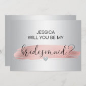 Faire-part Rose Gold Silver Serez-vous mon Mariage Bridesmaid (Devant / Derrière)