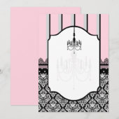 Faire-part rose, gris, noir, damassé, pois de polka, rayure (Devant / Derrière)