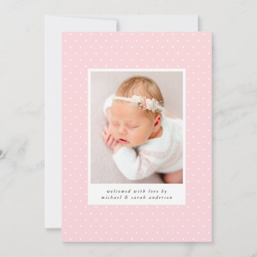 Faire-part Rose Hello Baby 2 Photo Naissance (Dos)