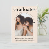 Faire-part Rose or 5 photos graduation (Debout devant)