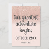 Faire-part Rose or parties scintillant blush aventure photo g (Devant)