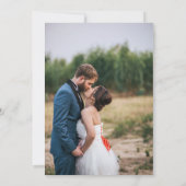 Faire-part Rose Poudré Élégant Fleurs Or Photo de Mariage des (Dos)