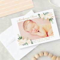 Rose Poudré et Or Fleurs Bébé Fille Photo Naissanc
