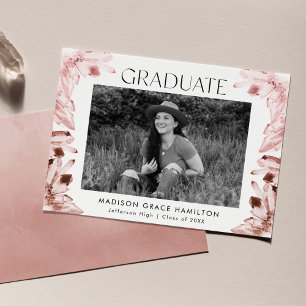 Faire-part Rose Quartz Watercolor Crystals Photo Graduation