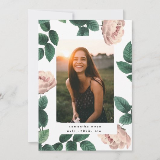 Faire-part Rose rose antique Photo University Grad (Devant)