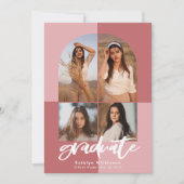 Faire-part Rose rose moderne Script Arch Photo Collage GRAD (Devant)