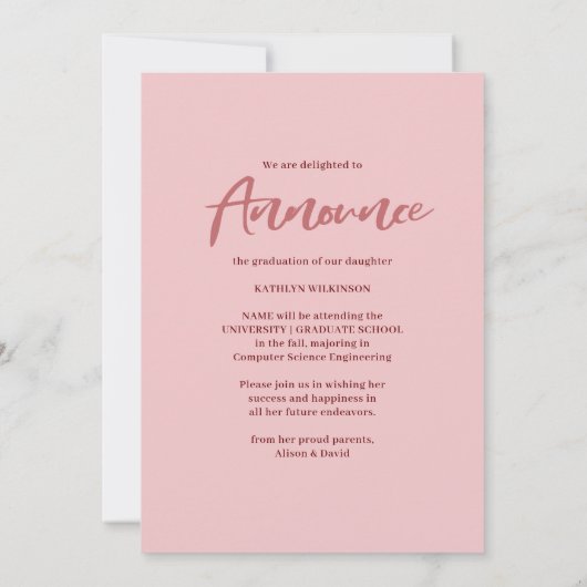 Faire-part Rose rose moderne Script Arch Photo Collage GRAD (Dos)