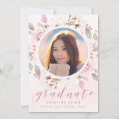 Faire-part Rose rose pâle photo 2025 Graduation (Devant)