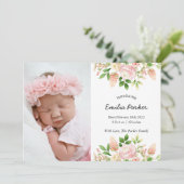 Faire-part Rose rose pastel | Naissance florale moderne (Debout devant)