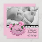 Faire-part Rose rose rose rose noir (Devant / Derrière)